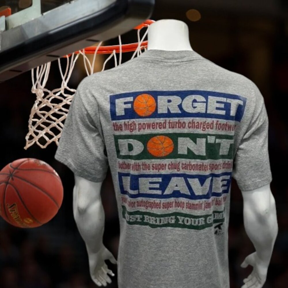 Vintage Single Stitch Gray Bring Your Game Graphic Basketball T-Shirt Size XL